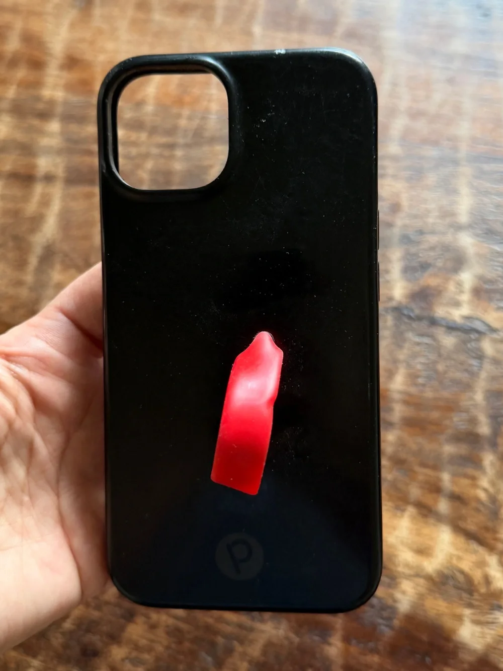 Loopy iPhone 13 Black Phone Case with Red Grip Loop - Righty